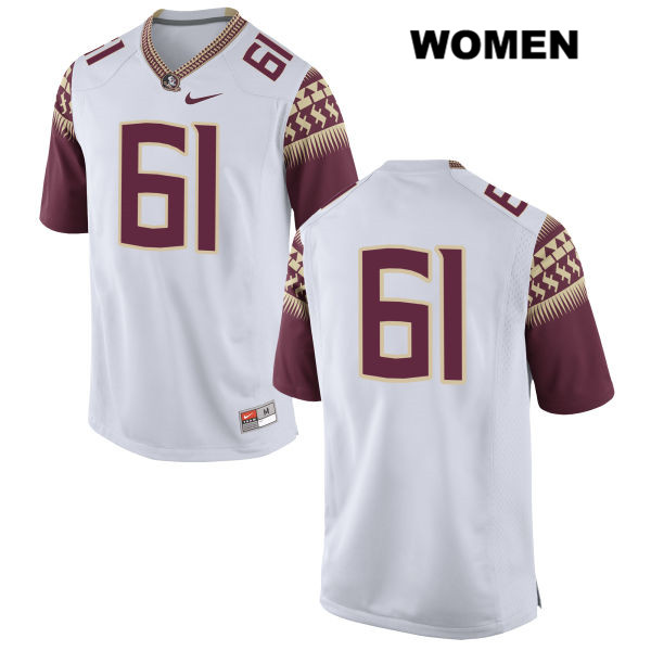 Women's NCAA Nike Florida State Seminoles #61 Grant Glennon College No Name White Stitched Authentic Football Jersey HQZ3269BR